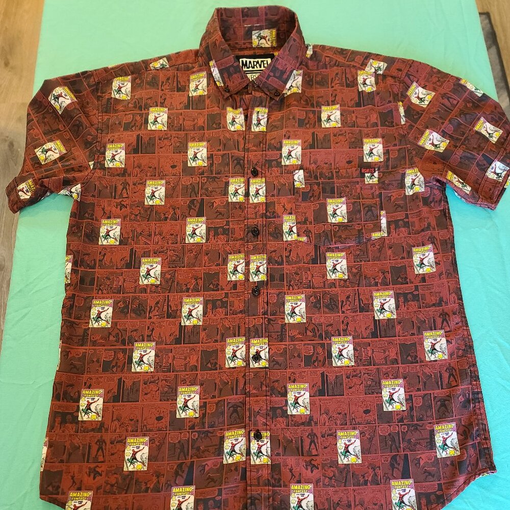 RSVLTS Marvel Spiderman Men's Large Button Down